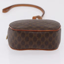 CELINE Macadam Canvas Circle Shoulder Bag PVC Leather Brown Gold Auth 210297-10
