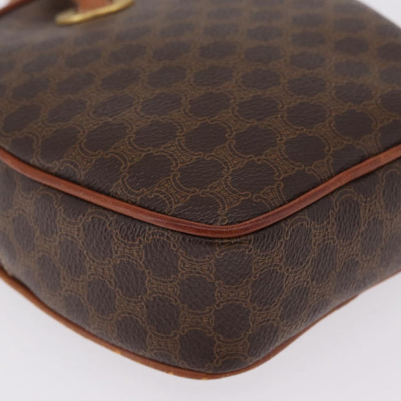 CELINE Macadam Canvas Circle Shoulder Bag PVC Leather Brown Gold Auth 210297