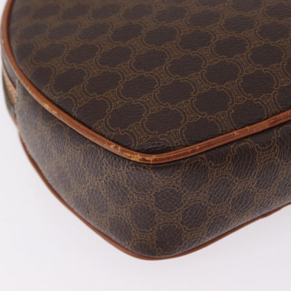 CELINE Macadam Canvas Circle Shoulder Bag PVC Leather Brown Gold Auth 210297