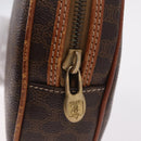 CELINE Macadam Canvas Circle Shoulder Bag PVC Leather Brown Gold Auth 210297-15