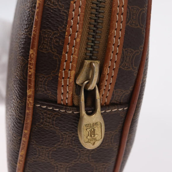 CELINE Macadam Canvas Circle Shoulder Bag PVC Leather Brown Gold Auth 210297