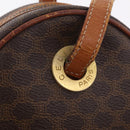 CELINE Macadam Canvas Circle Shoulder Bag PVC Leather Brown Gold Auth 210297-16