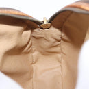 CELINE Macadam Canvas Circle Shoulder Bag PVC Leather Brown Gold Auth 210297-19