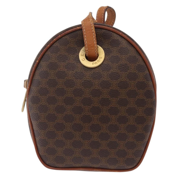 CELINE Macadam Canvas Circle Shoulder Bag PVC Leather Brown Gold Auth 210297
