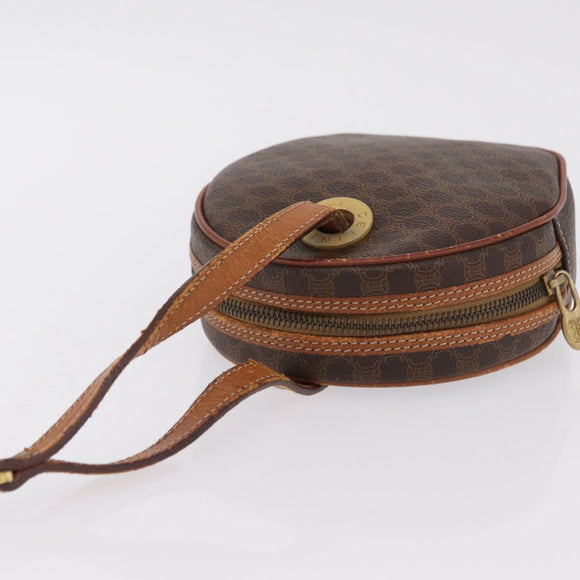 CELINE Macadam Canvas Circle Shoulder Bag PVC Leather Brown Gold Auth 210297