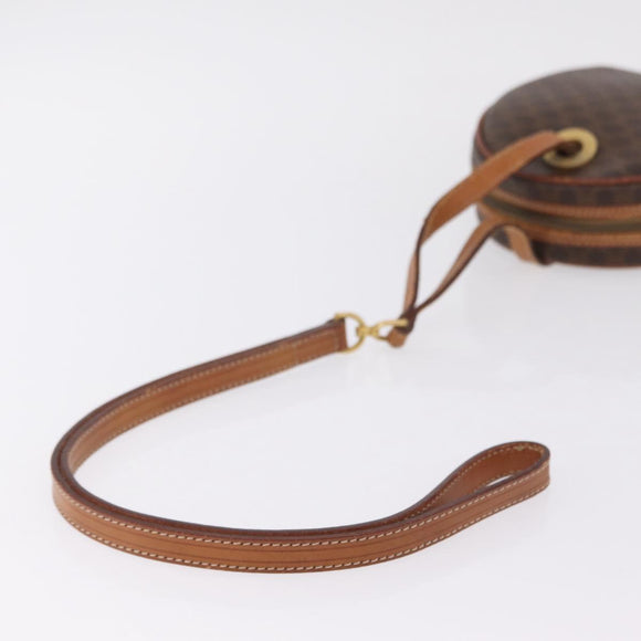 CELINE Macadam Canvas Circle Shoulder Bag PVC Leather Brown Gold Auth 210297