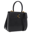 Salvatore Ferragamo Gancini Hand Bag Leather 2way Black Gold Auth 210300A-1