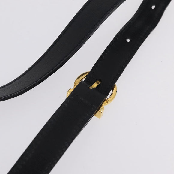 Salvatore Ferragamo Gancini Hand Bag Leather 2way Black Gold Auth 210300A