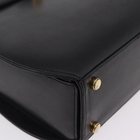 Salvatore Ferragamo Gancini Hand Bag Leather 2way Black Gold Auth 210300A