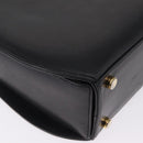 Salvatore Ferragamo Gancini Hand Bag Leather 2way Black Gold Auth 210300A-16