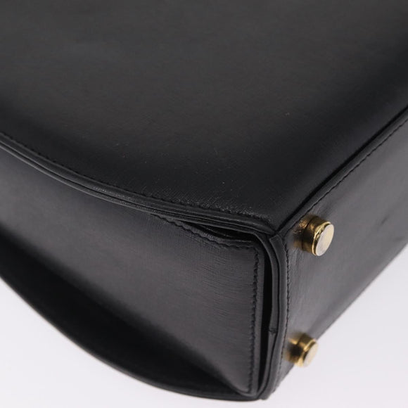 Salvatore Ferragamo Gancini Hand Bag Leather 2way Black Gold Auth 210300A