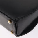 Salvatore Ferragamo Gancini Hand Bag Leather 2way Black Gold Auth 210300A-17