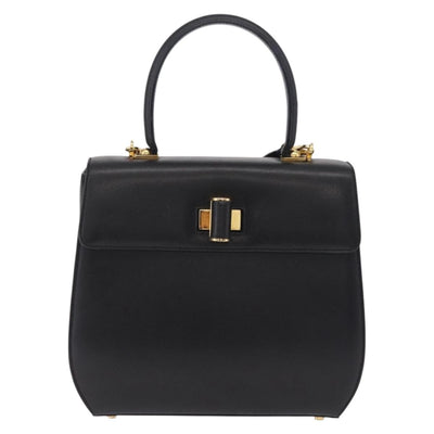 Salvatore Ferragamo Gancini Hand Bag Leather 2way Black Gold Auth 210300A - 0