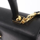 Salvatore Ferragamo Gancini Hand Bag Leather 2way Black Gold Auth 210300A-20
