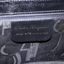 Salvatore Ferragamo Gancini Hand Bag Leather 2way Black Gold Auth 210300A-24