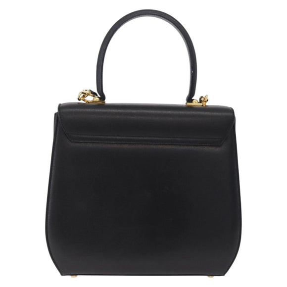 Salvatore Ferragamo Gancini Hand Bag Leather 2way Black Gold Auth 210300A