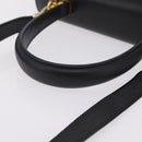 Salvatore Ferragamo Gancini Hand Bag Leather 2way Black Gold Auth 210300A-7