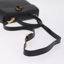 Salvatore Ferragamo Gancini Hand Bag Leather 2way Black Gold Auth 210300A-9