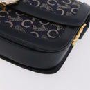 CELINE C saluki Shoulder Bag Canvas Navy Gold Auth 210302-12