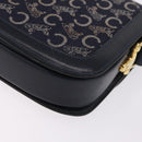 CELINE C saluki Shoulder Bag Canvas Navy Gold Auth 210302-14