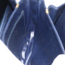 CELINE C saluki Shoulder Bag Canvas Navy Gold Auth 210302-21