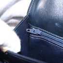 CELINE C saluki Shoulder Bag Canvas Navy Gold Auth 210302-24