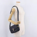 CELINE C saluki Shoulder Bag Canvas Navy Gold Auth 210302-26