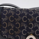 CELINE C saluki Shoulder Bag Canvas Navy Gold Auth 210302-3
