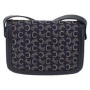 CELINE C saluki Shoulder Bag Canvas Navy Gold Auth 210302-4