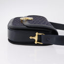 CELINE C saluki Shoulder Bag Canvas Navy Gold Auth 210302-5