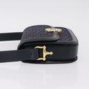CELINE C saluki Shoulder Bag Canvas Navy Gold Auth 210302-6