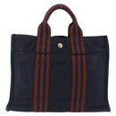 HERMES New Fourre Tout PM Hand Bag Canvas Navy Silver Auth 210303-3