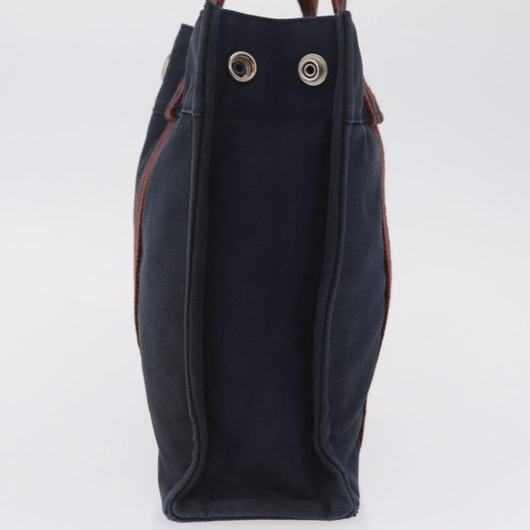 HERMES New Fourre Tout PM Hand Bag Canvas Navy Silver Auth 210303