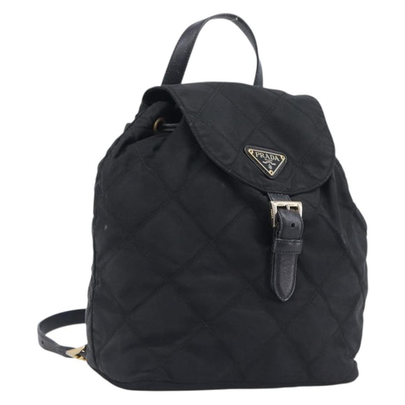 PRADA Backpack Nylon Black Gold Auth 210304