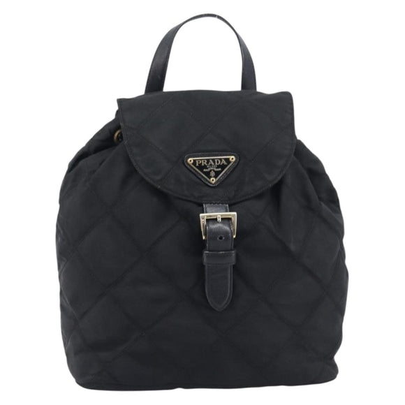 PRADA Backpack Nylon Black Gold Auth 210304