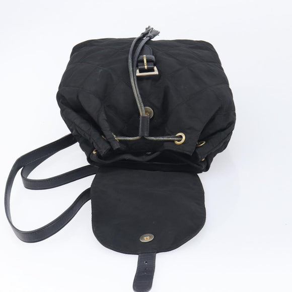 PRADA Backpack Nylon Black Gold Auth 210304