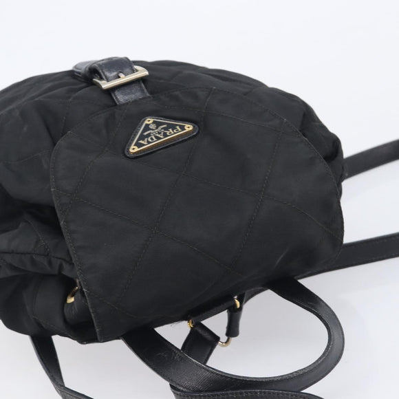 PRADA Backpack Nylon Black Gold Auth 210304