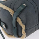 Salvatore Ferragamo Gancini Hand Bag Leather Mouton Blue Silver Auth 210306-11