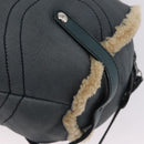 Salvatore Ferragamo Gancini Hand Bag Leather Mouton Blue Silver Auth 210306-14
