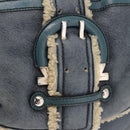 Salvatore Ferragamo Gancini Hand Bag Leather Mouton Blue Silver Auth 210306-16