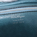 Salvatore Ferragamo Gancini Hand Bag Leather Mouton Blue Silver Auth 210306-17