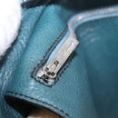 Salvatore Ferragamo Gancini Hand Bag Leather Mouton Blue Silver Auth 210306-21