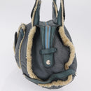 Salvatore Ferragamo Gancini Hand Bag Leather Mouton Blue Silver Auth 210306-4