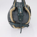 Salvatore Ferragamo Gancini Hand Bag Leather Mouton Blue Silver Auth 210306-5