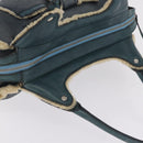 Salvatore Ferragamo Gancini Hand Bag Leather Mouton Blue Silver Auth 210306-6