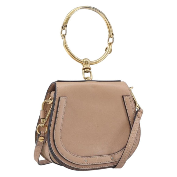 Chloe Nile Hand Bag Leather 2way Pink Gold Auth 210308A