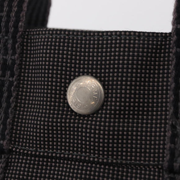 HERMES Her Line PM Hand Bag Canvas Gray Silver Auth 210312
