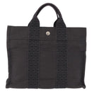 HERMES Her Line PM Hand Bag Canvas Gray Silver Auth 210312-2
