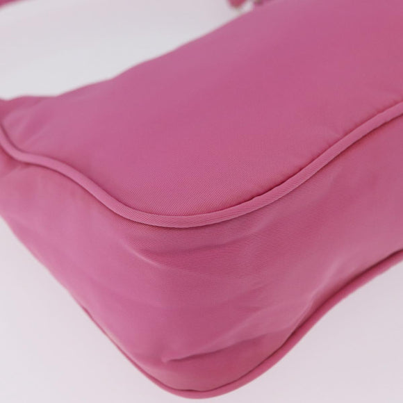 PRADA Hand pouch Hand Bag Nylon Pink Silver Auth 210315A