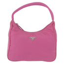 PRADA Hand pouch Hand Bag Nylon Pink Silver Auth 210315A-2